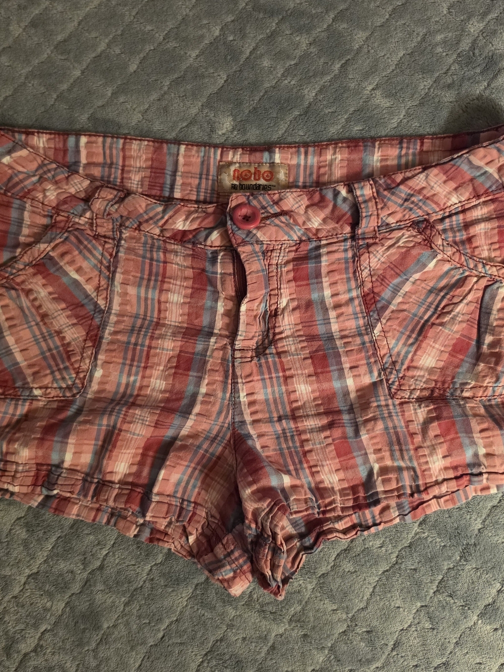 No Boundaries Y2K Plaid Utility Shorts Racy Pink Size 13